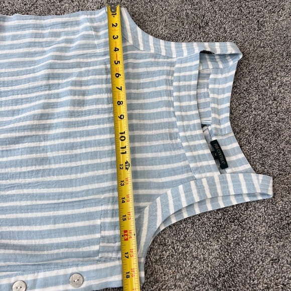 For Cynthia 100% Cotton Light Blue White Striped Dress Side Buttons Size Medium - Picture 7 of 11